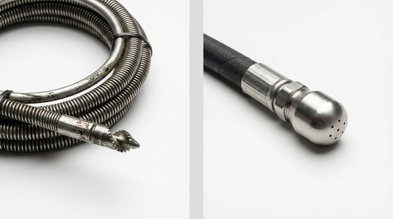 Drain snake cable and hydro jetting nozzle used for drain cleaning in Clairton, PA