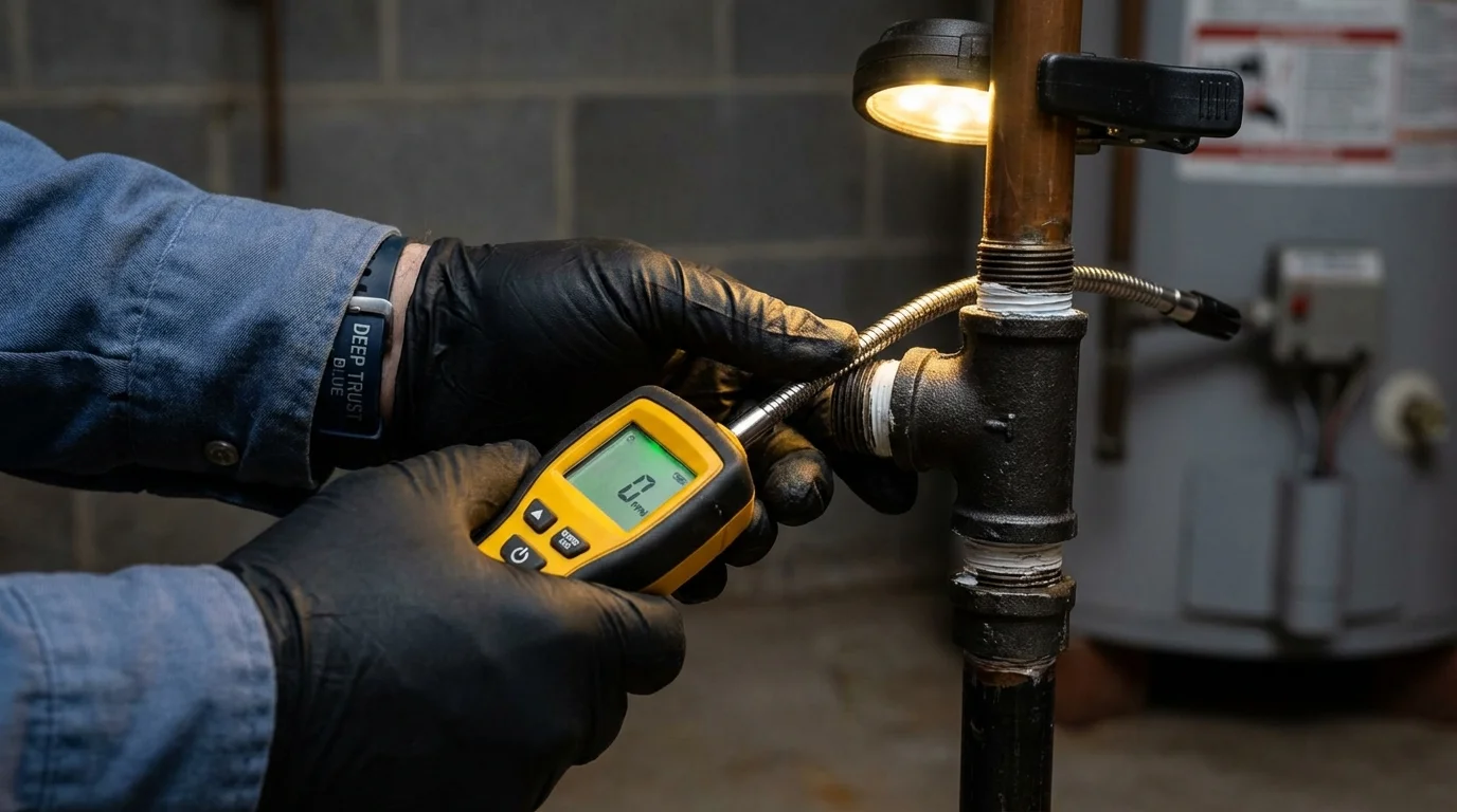 Gas leak detection with electronic sniffer by Johns Plumbing LLC in Clairton