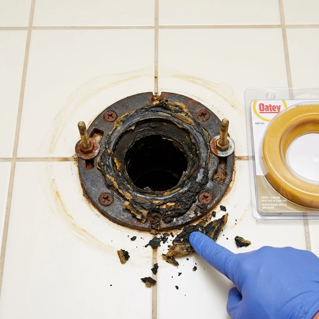 Failed wax ring showing water seepage at the base of a toilet in a Clairton, PA home
